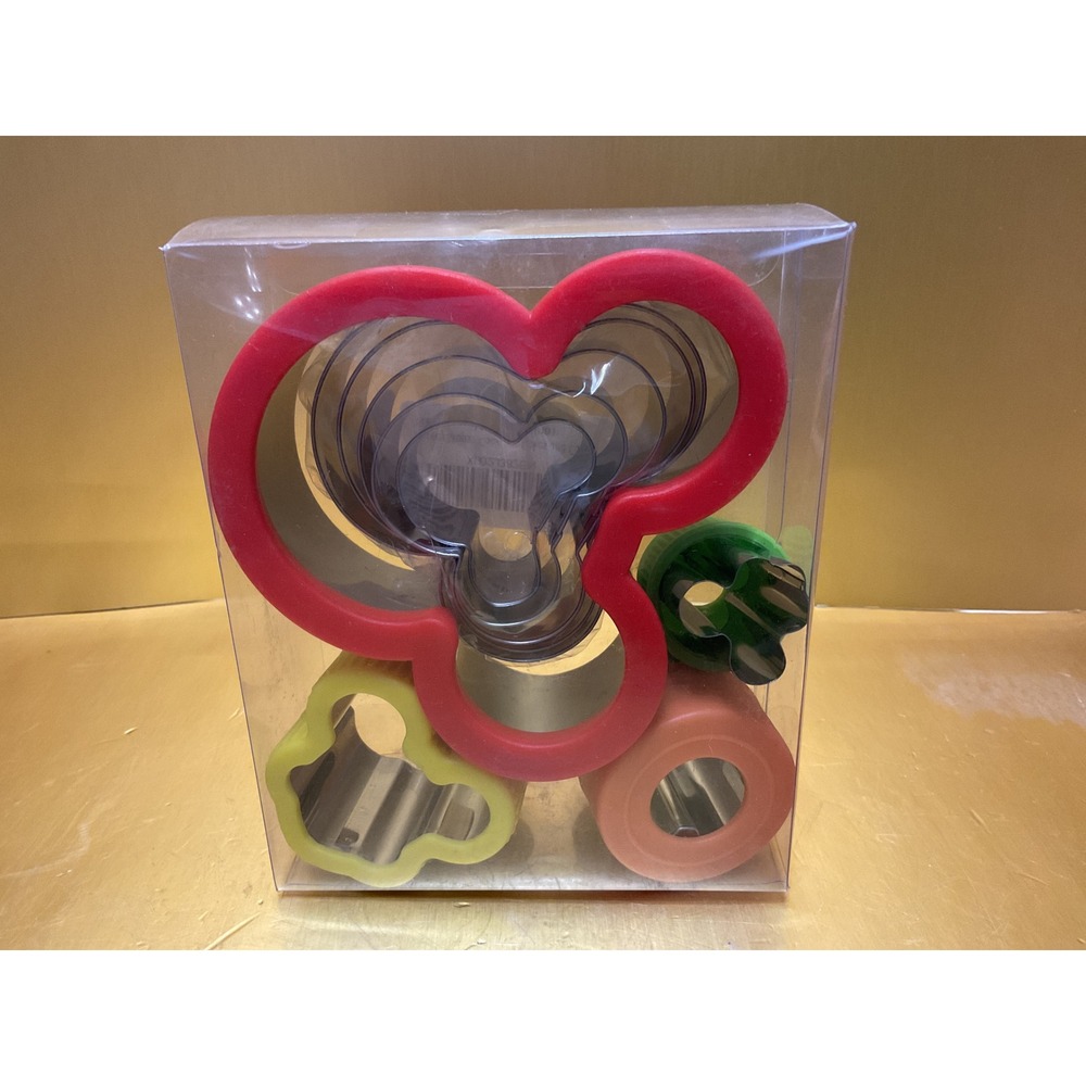 Mickey Mouse Cookie Cutter Set Stainless Steel Comfort Grip Baking Tools NEW